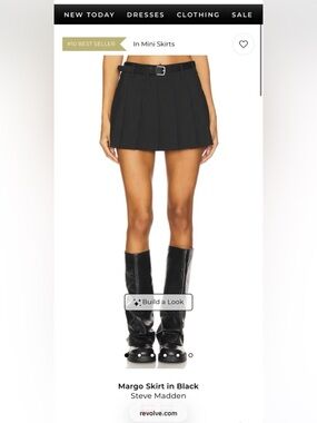 Steve Madden Black Pinstripe Pleated Mini Skort